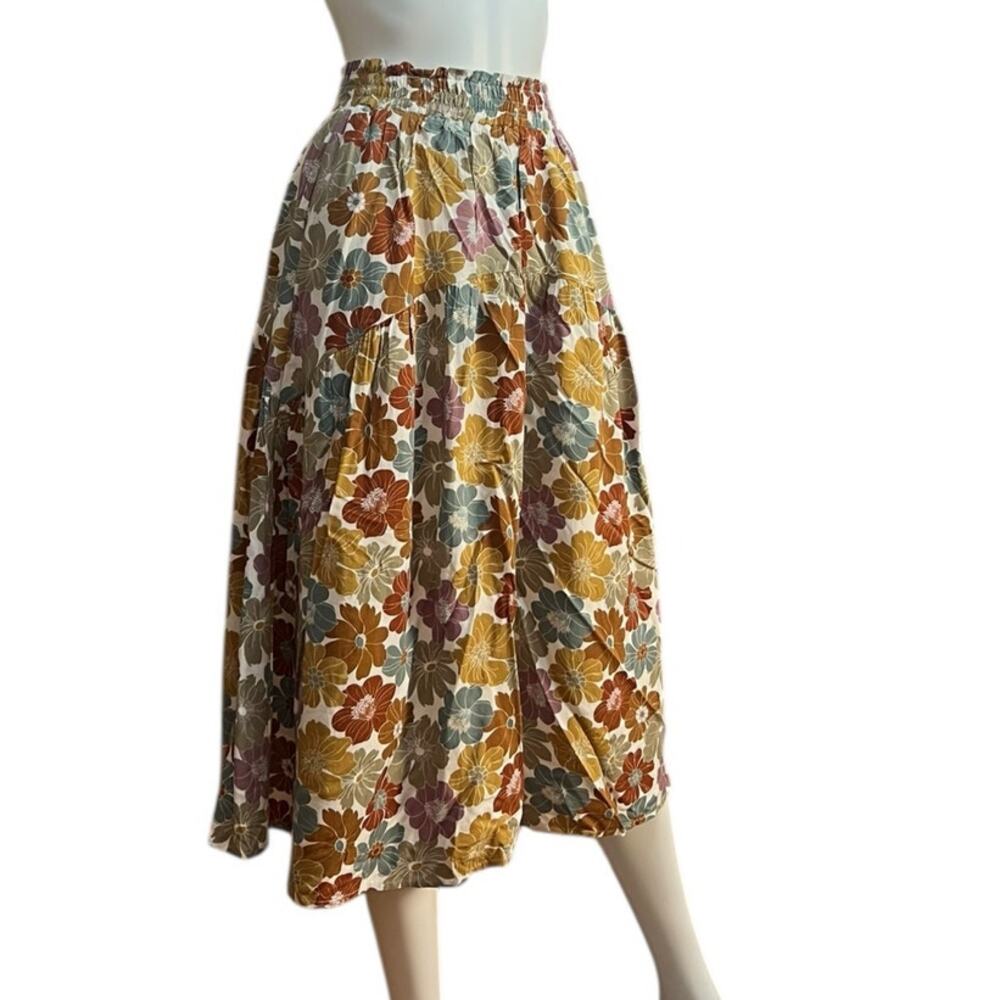 Hayden Retro Elastic Waist Floral Midi Maxi Skirt Size S